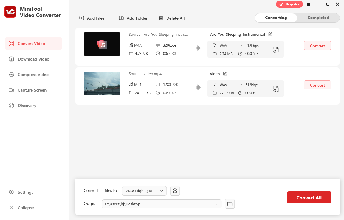 The user interface of MiniTool Video Converter