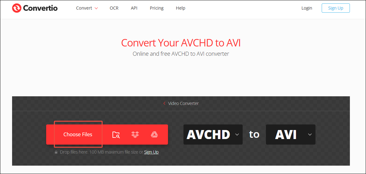 Click on Choose Files in MiniTool Video Converter to upload your AVCHD videos