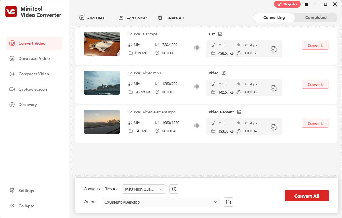 The user interface of MiniTool Video Converter