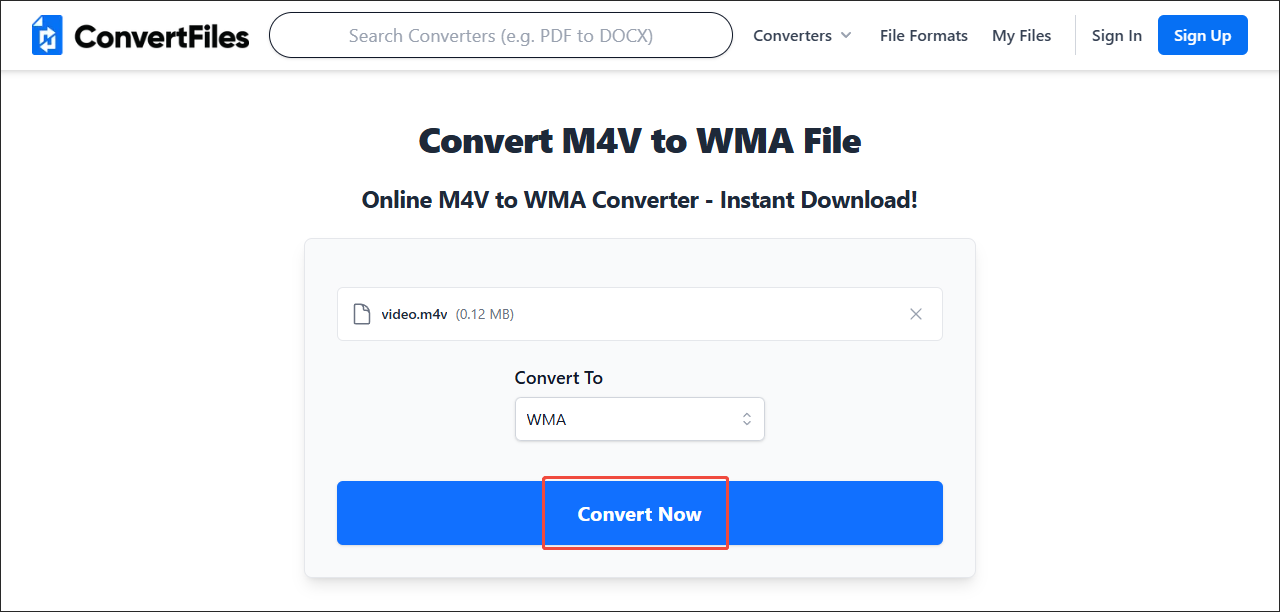 Click on Convert Now to begin the conversion process