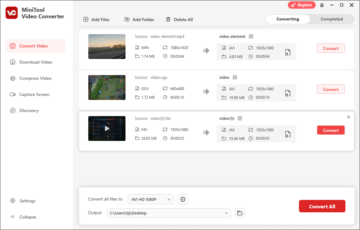 The user interface of MiniTool Video Converter