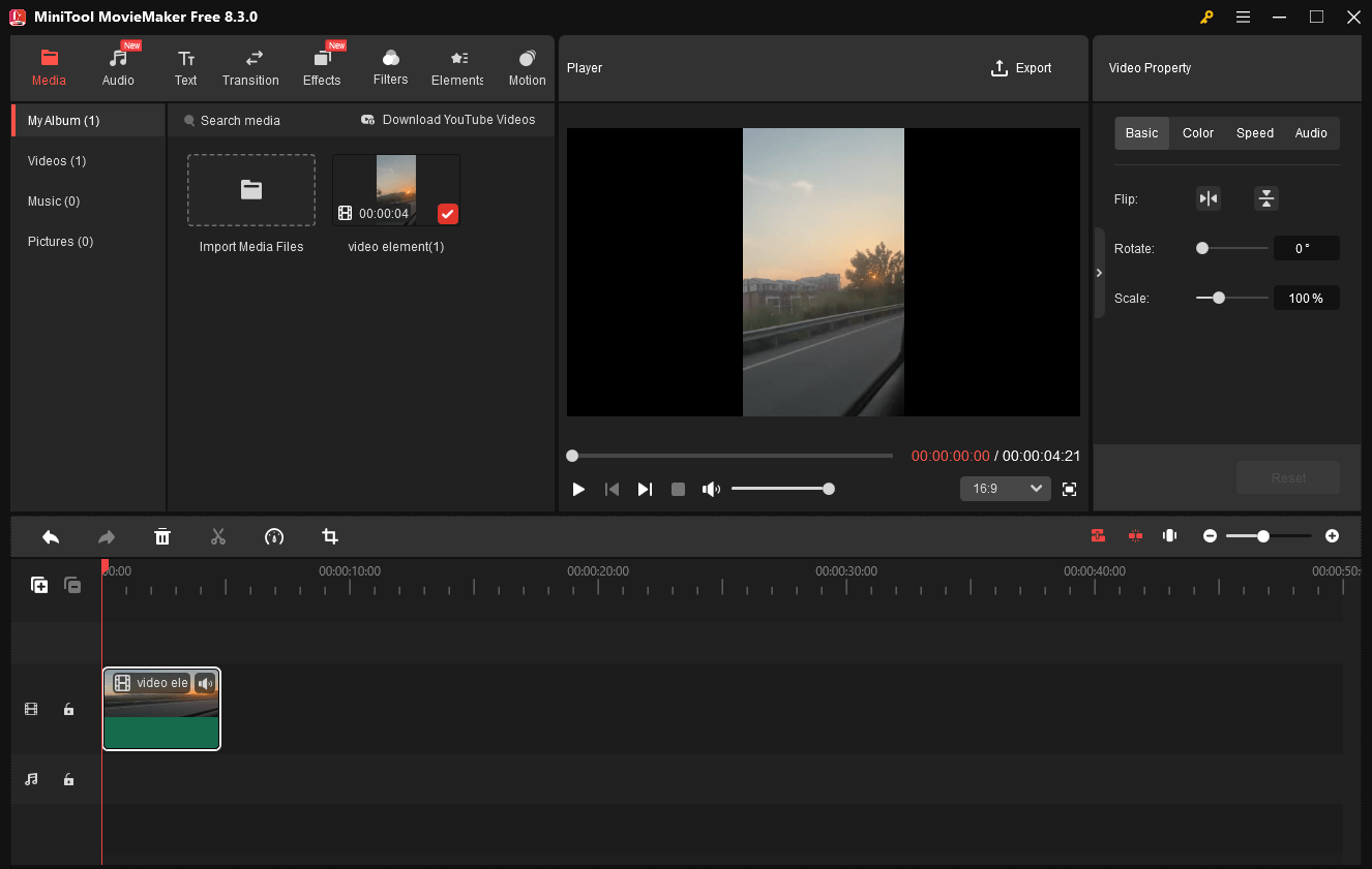 The user interface of MiniTool MovieMaker