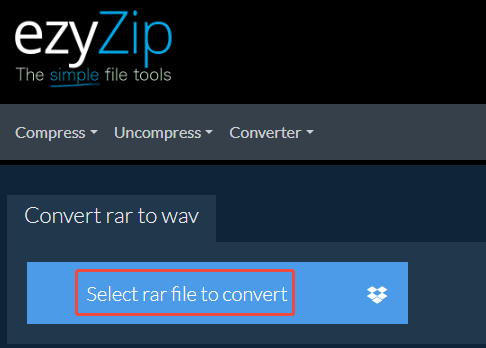 Click on Select rar file to convert in ezyZip to import your RAR file