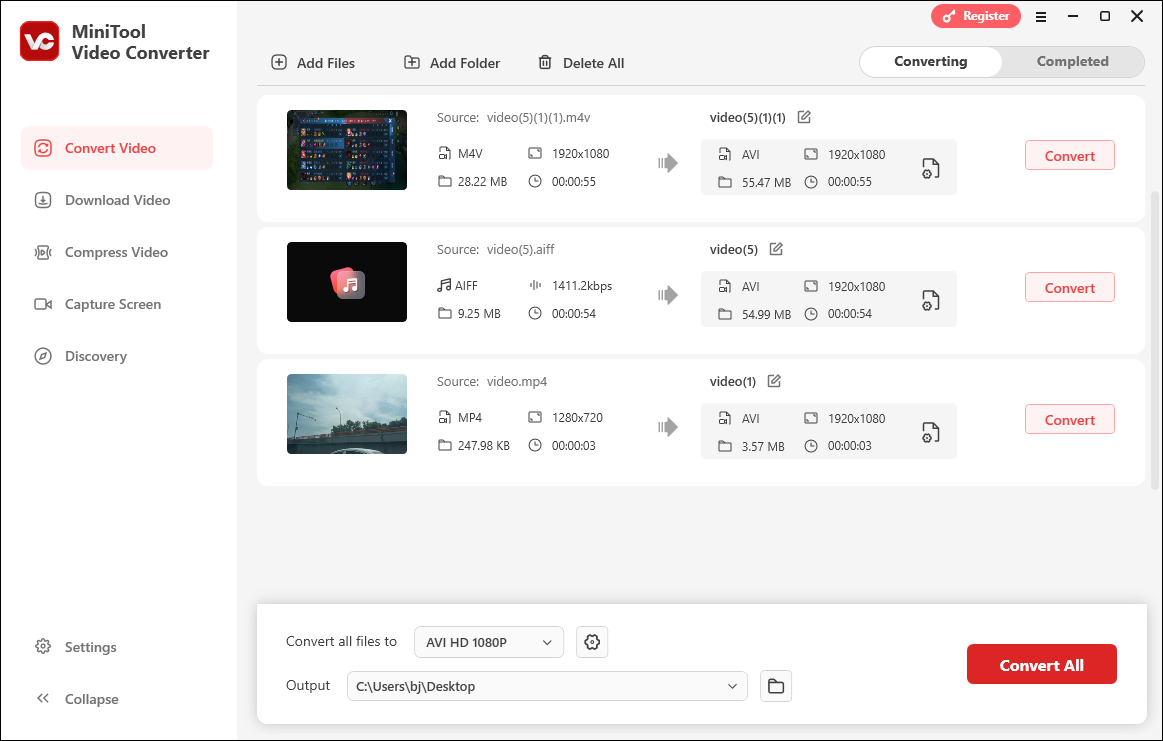 The user interface of MiniTool Video Converter