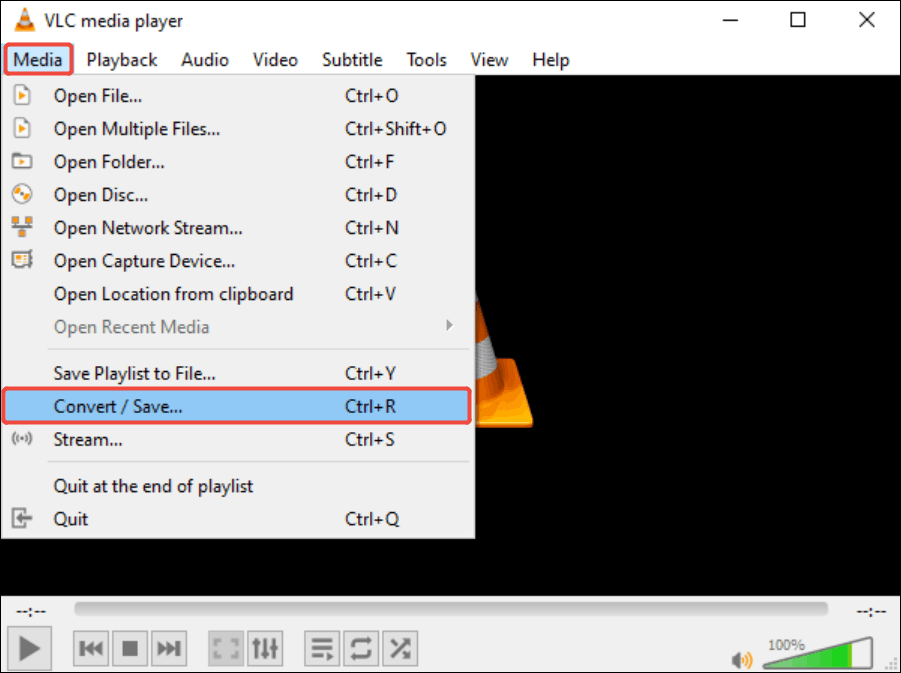 Choose Media and select Convert/Save in VLC Media Player