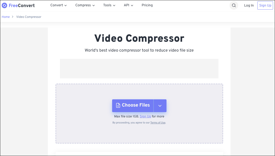The page of FreeConvert