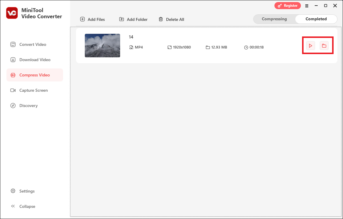 Play the video or locate the video in MiniTool Video Converter