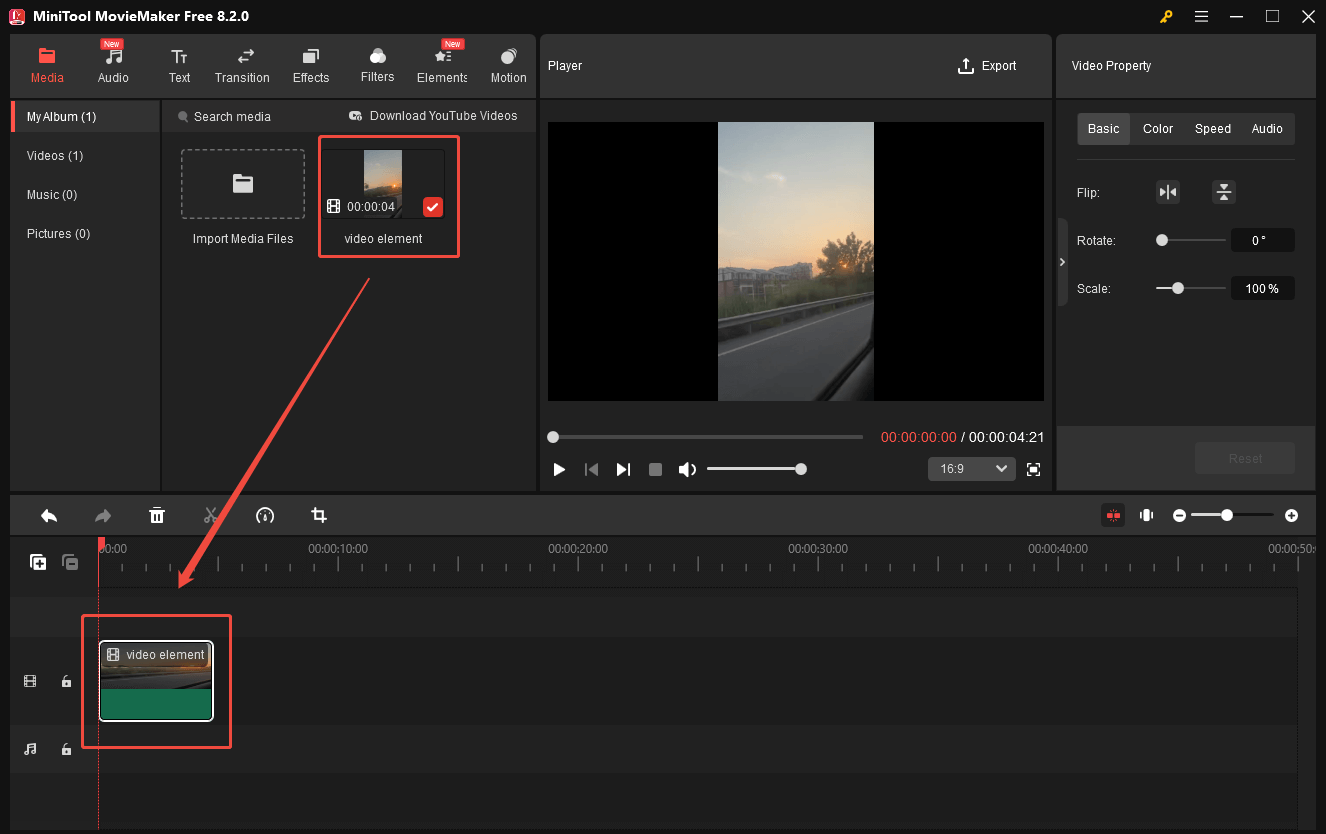 Add the Flickr video to the timeline