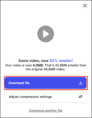 Click on Download file to download the compressed video file in VEED.IO’s video compressor