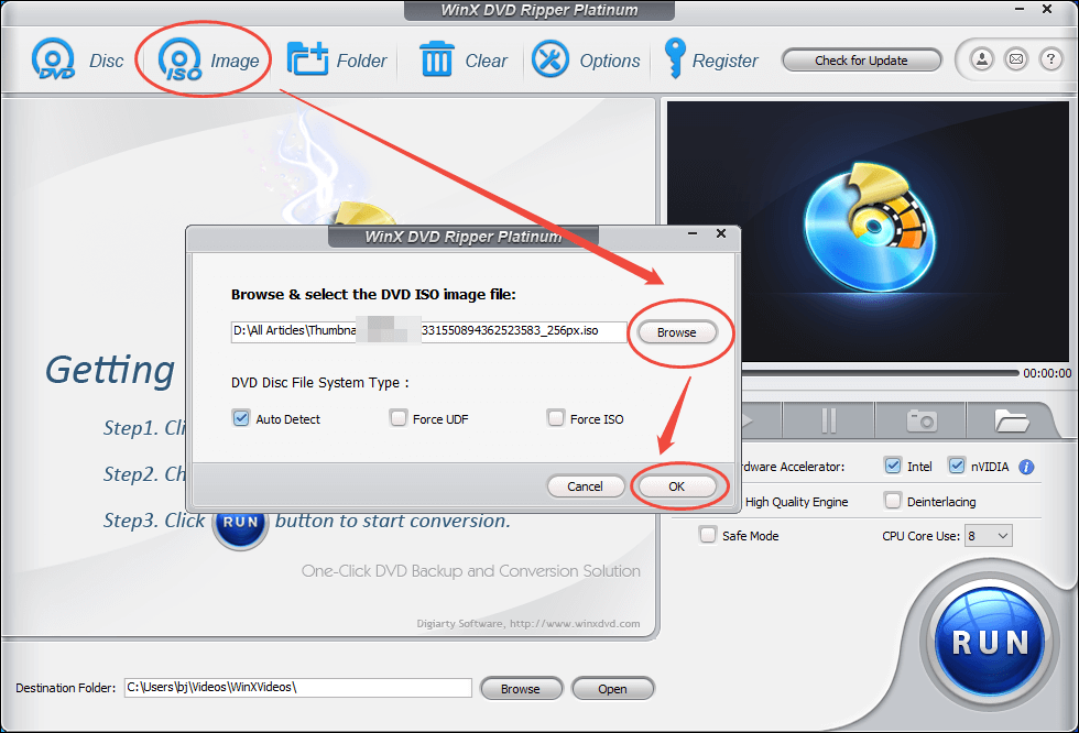 Upload your ISO file in WinX DVD Ripper Platinum