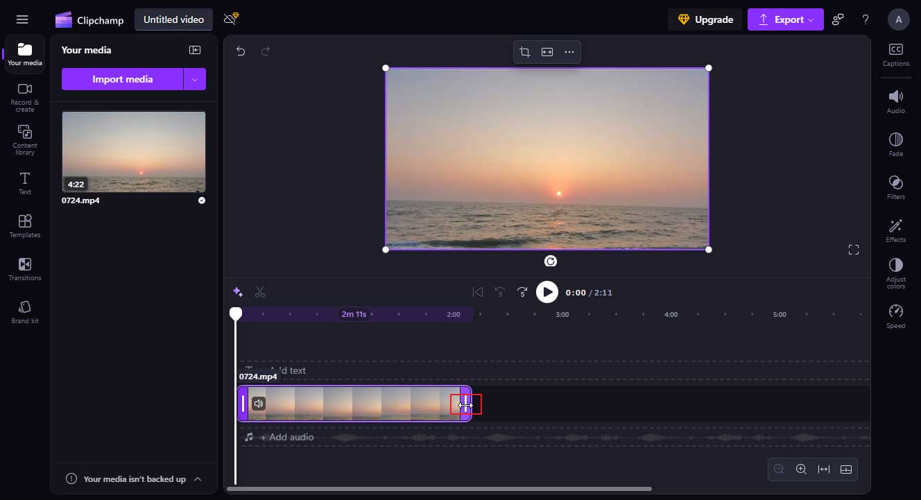 Trim your video in Clipchamp
