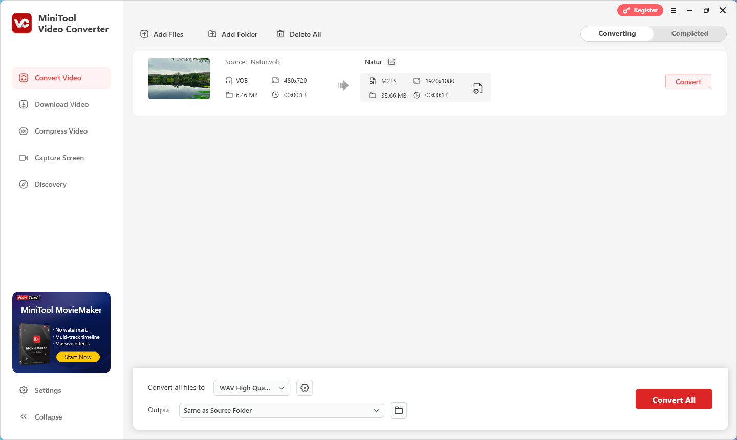 VOB mit MiniTool Video Converter in M2TS konvertieren