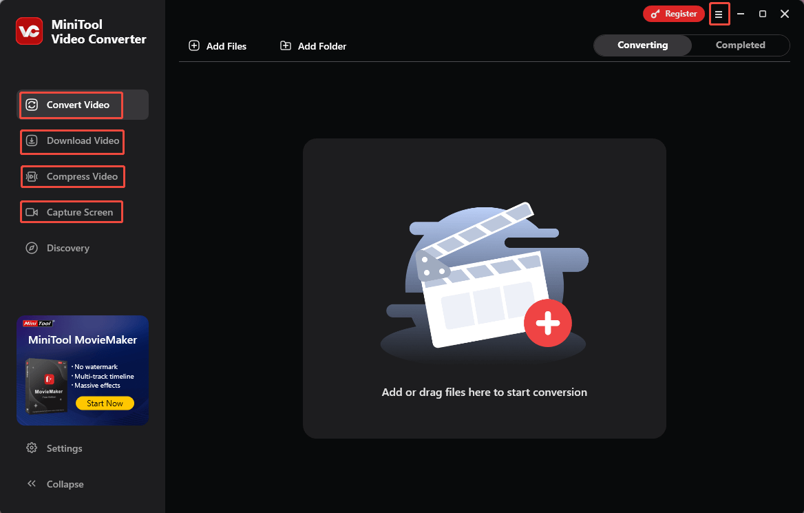 The main parts in MiniTool Video Converter