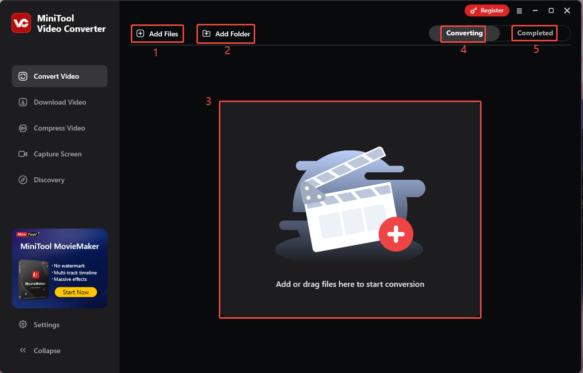 Convert Video section in MiniTool Video Converter