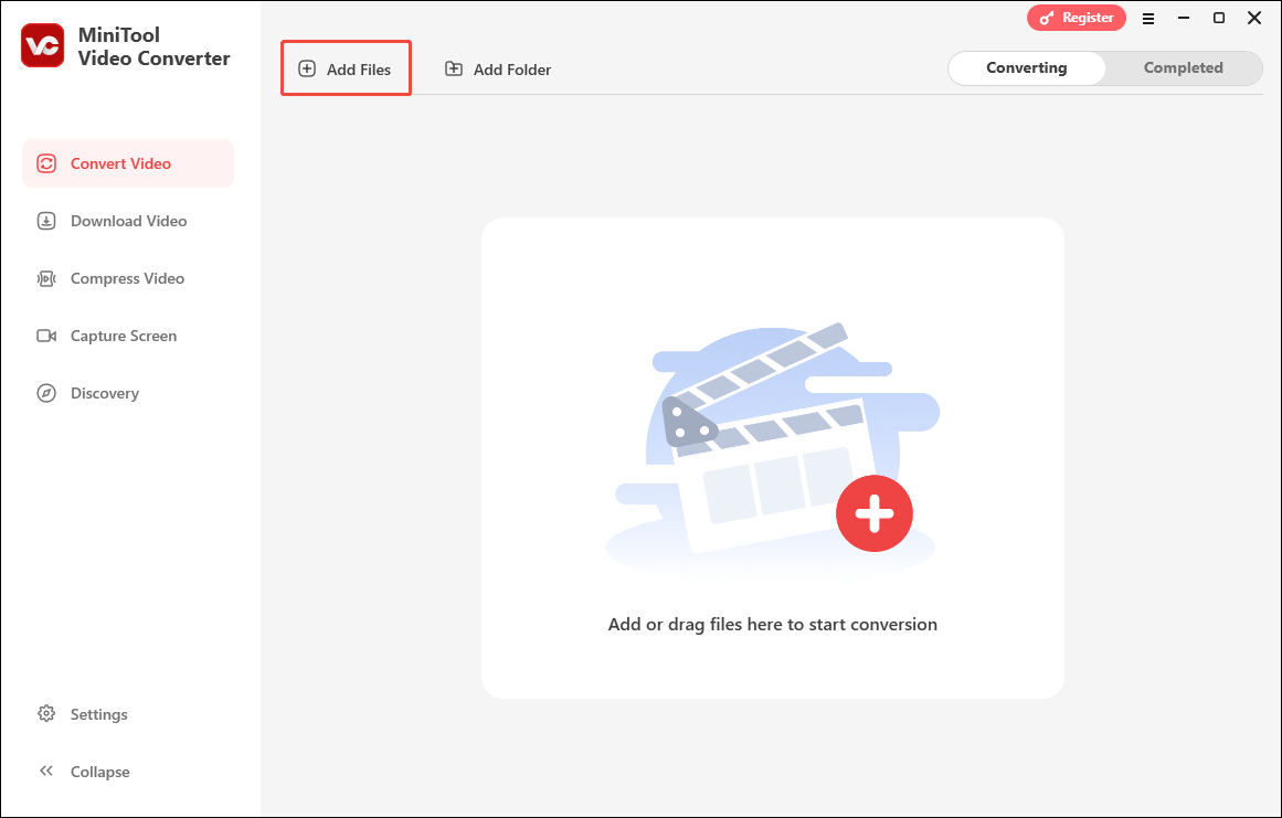 Click on Add Files in MiniTool Video Converter to upload your OGV files