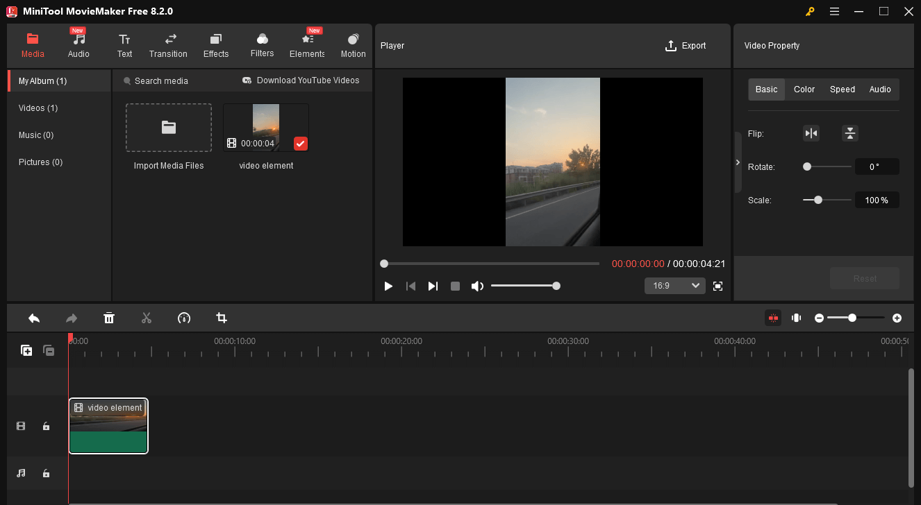 The user interface of MiniTool MovieMaker
