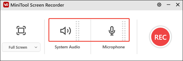 Click on the audio icons in MiniTool Screen Recorder to manage the audio recording