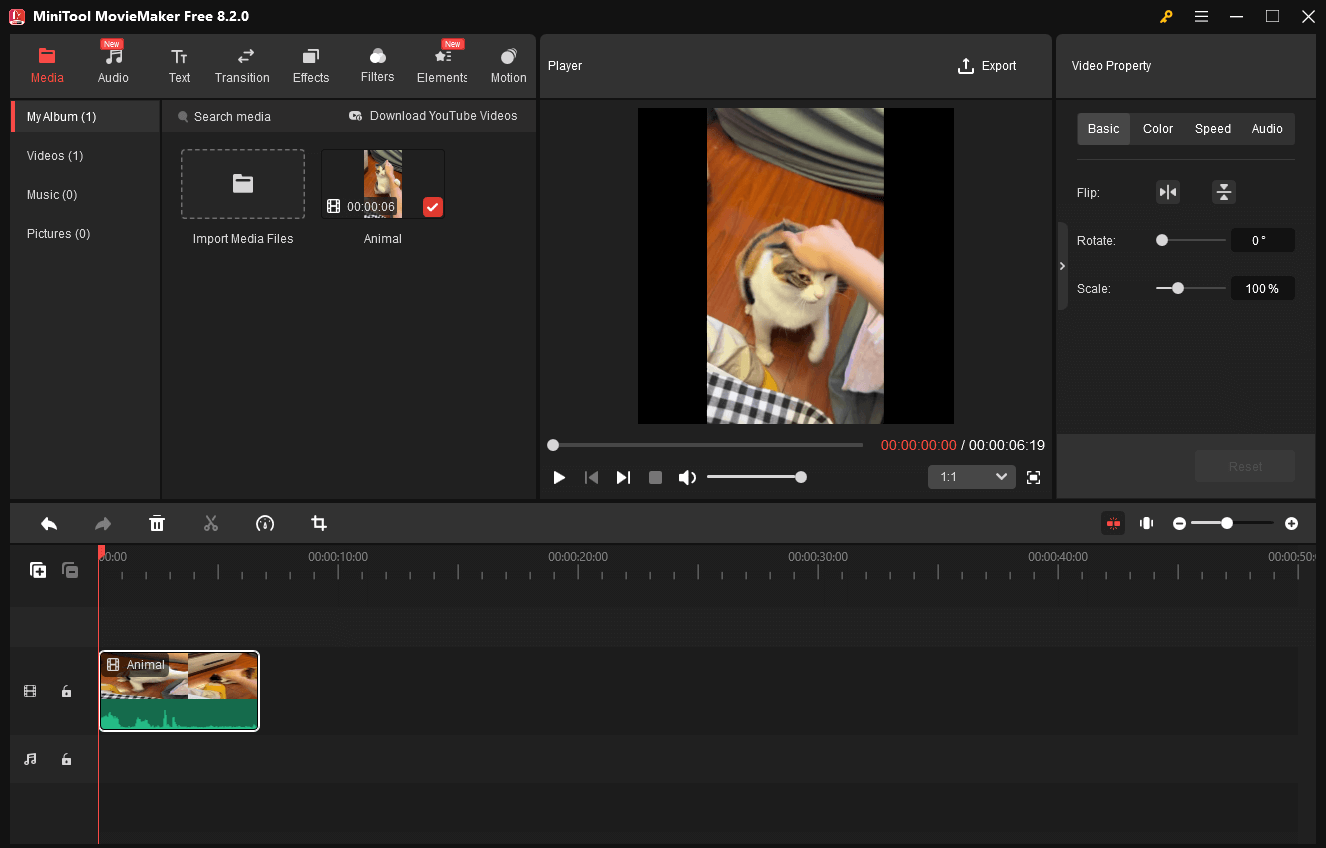 The user interface of MiniTool MovieMaker