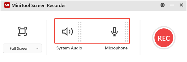 Click on audio icons in MiniTool Screen Recorder to control the audio recording