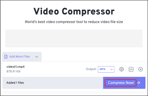 Click Compress Now! in FreeConvert to start conversion