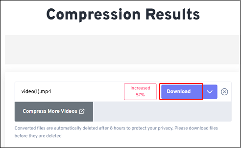 Click the Download button in FreeConvert to save the video to the local folder