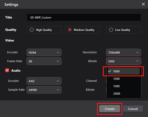 Check the output video bitrate in MiniTool Video Converter’s Settings window