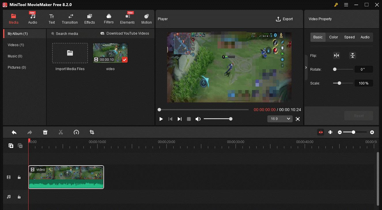 動画をMiniTool MovieMakerのタイムラインにドラッグ＆ドロップする