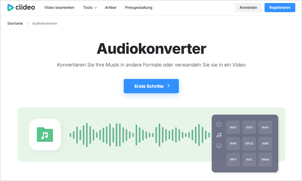 Audiokonverter von Clideo