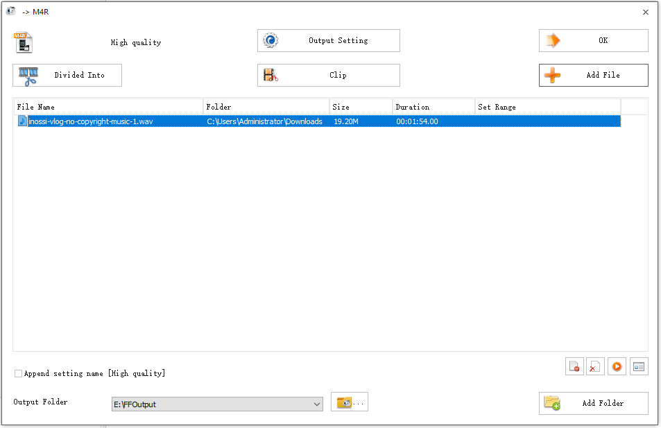zu konvertierende WAV-Datei in Format Factory importieren und bearbeiten