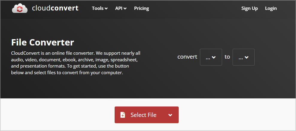 Oberfläche von CloudConvert