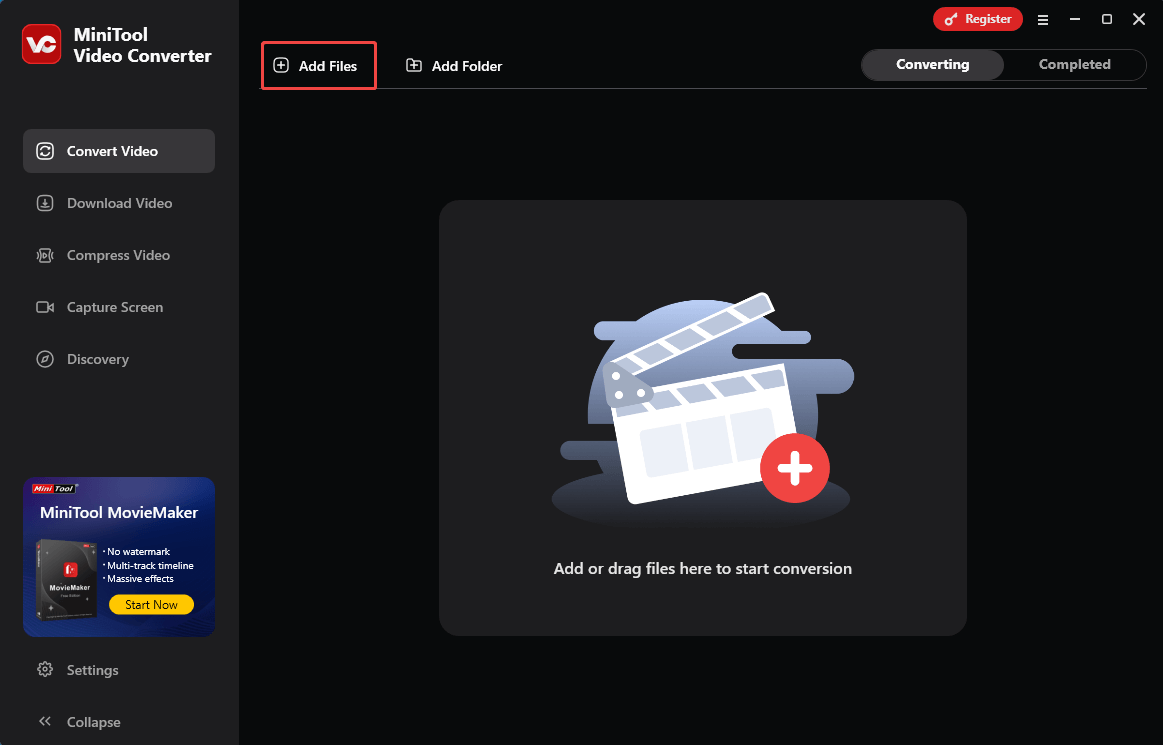 Click on Add Files in MiniTool Video Converter to import your MKV files