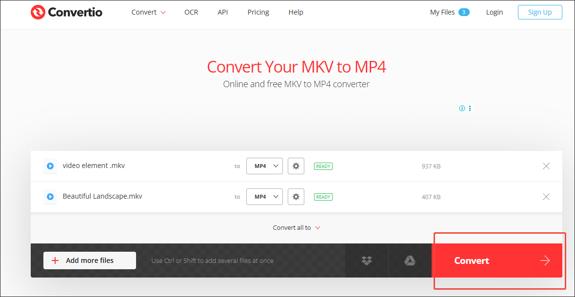 Click on Convert in Convertio to begin the conversion process