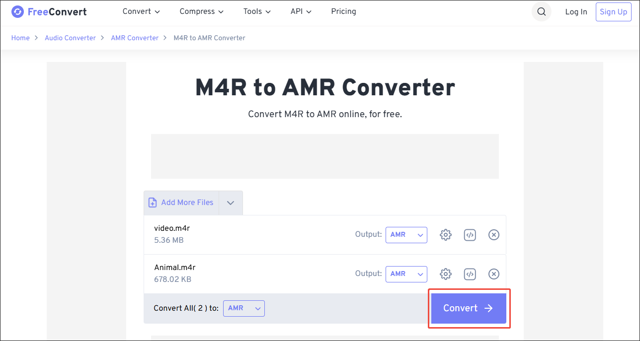 Click on Convert in FreeConvert to start the conversion process