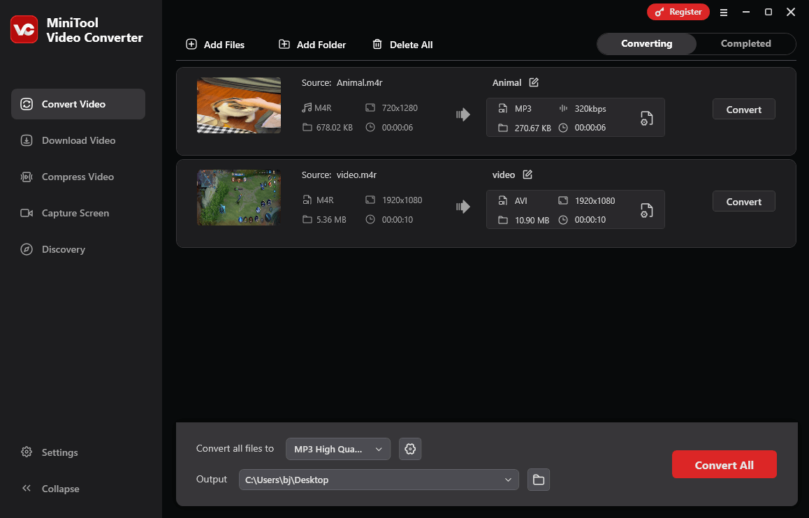 The user interface of MiniTool Video Converter