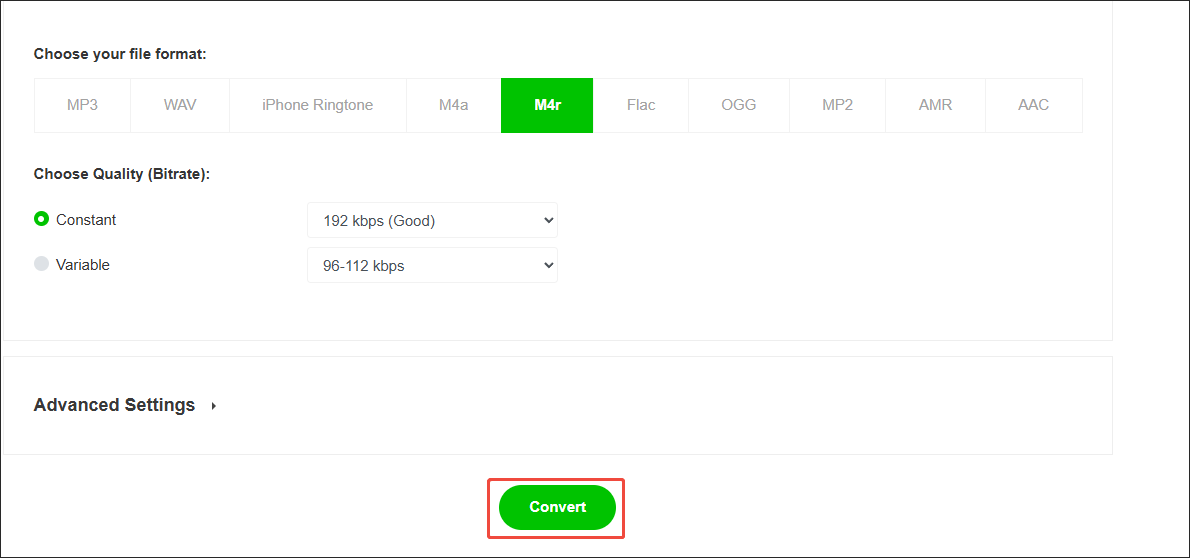 Click on Convert in mp3cutterpro.com to begin the conversion process