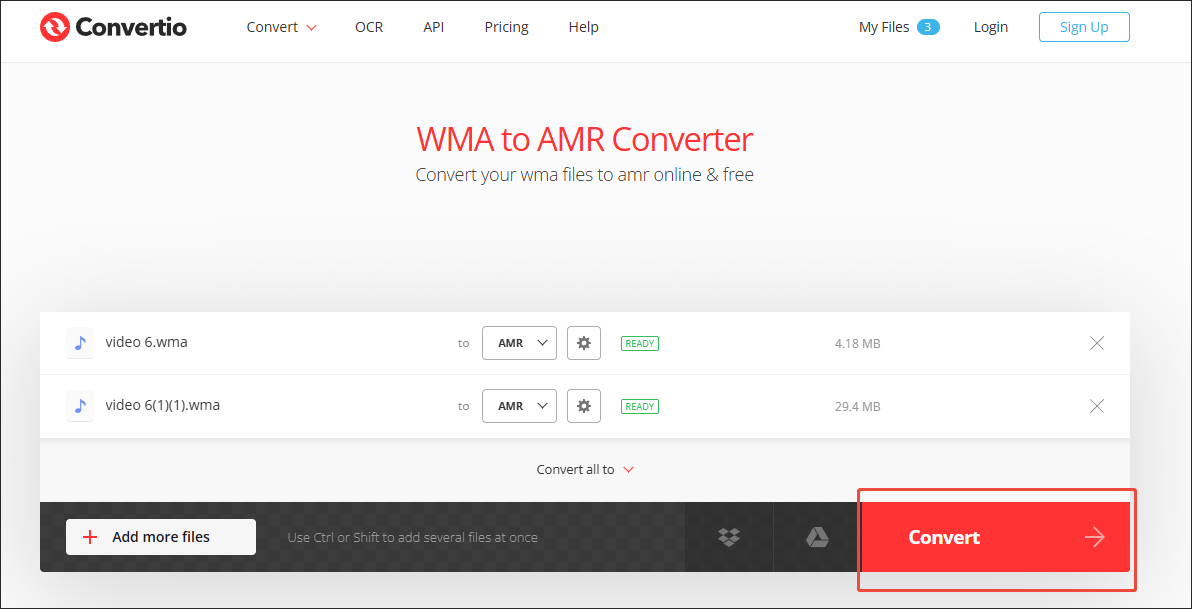 Click on Convert in Convertio to begin the conversion process