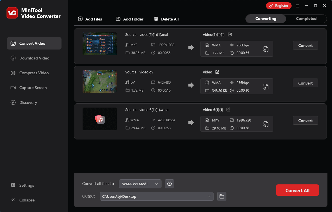 The user interface of MiniTool Video Converter