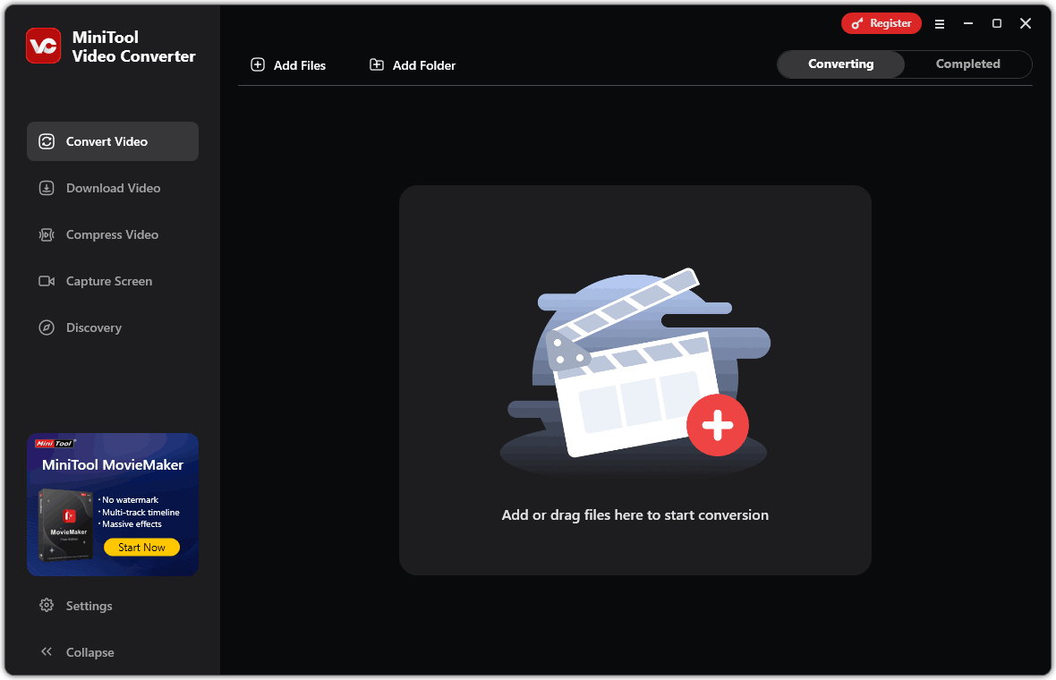 The MiniTool Video Converter’s main interface