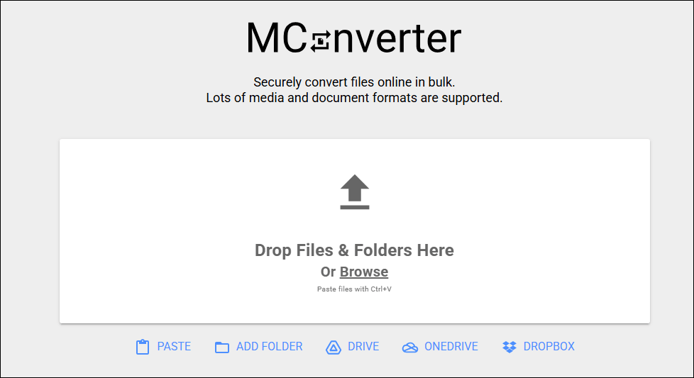 The MConverter’s conversion homepage