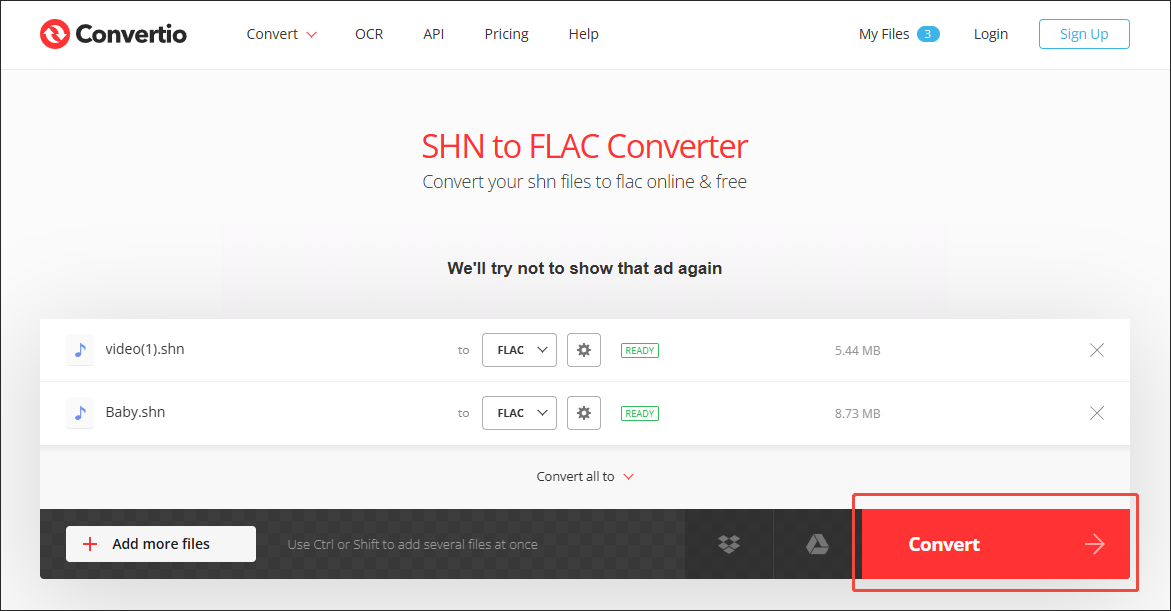 Click on Convert in Convertio to begin the conversion process
