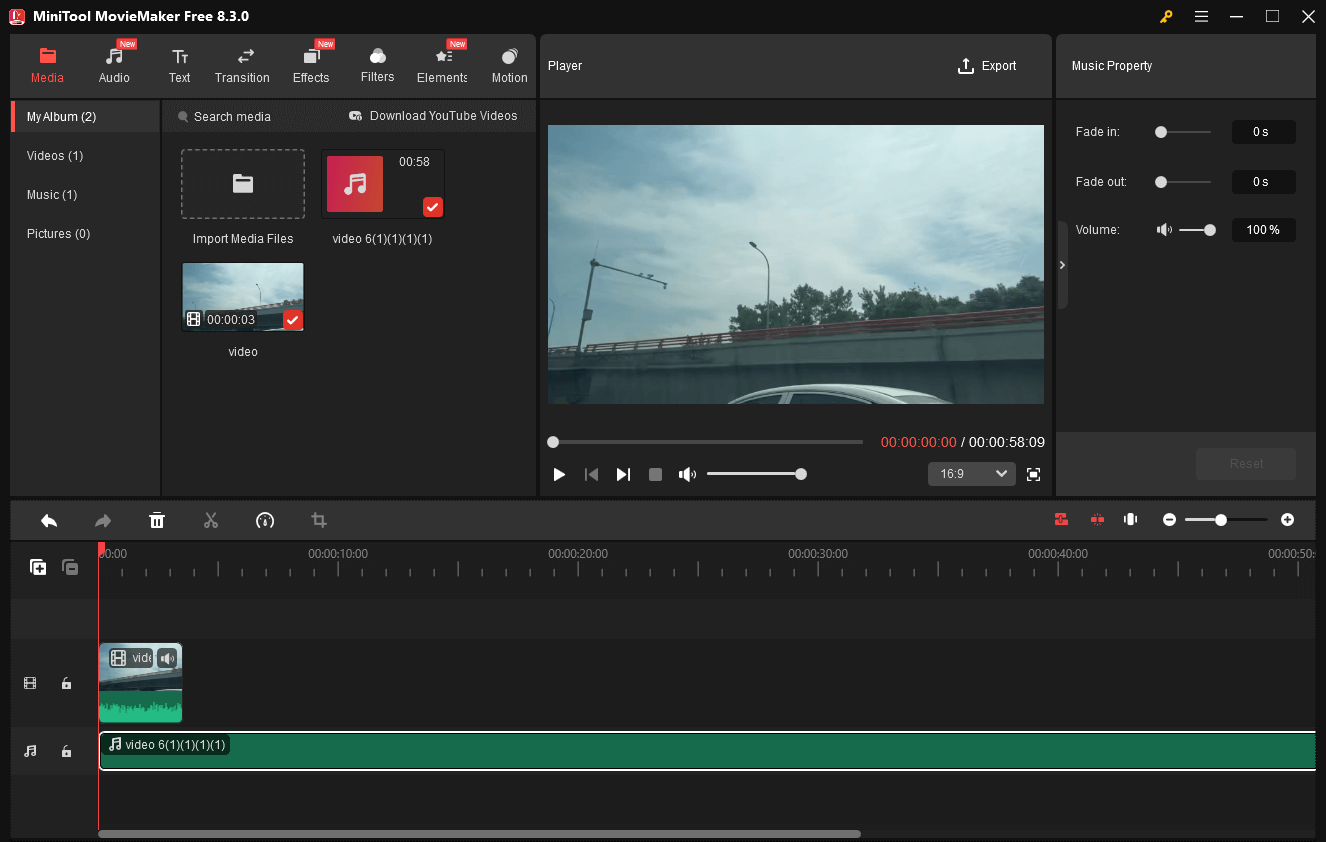 The user interface of MiniTool MovieMaker