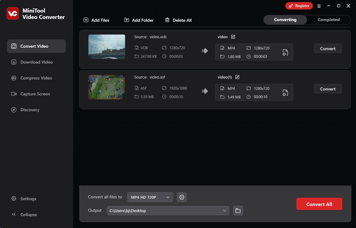 The user interface of MiniTool Video Converter