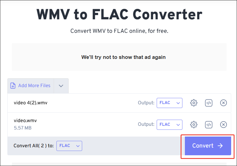 Click on Convert in FreeConvert to start the conversion process