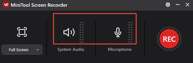 Control the audio recording in MiniTool Screen Recorder