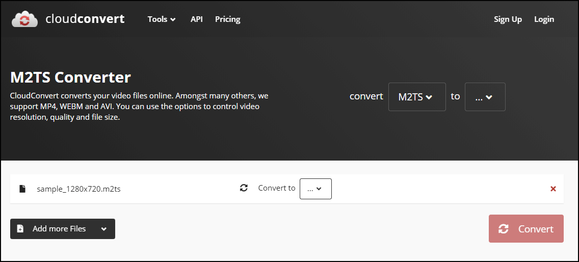 CloudConvertでM2TSをMP4に変換する