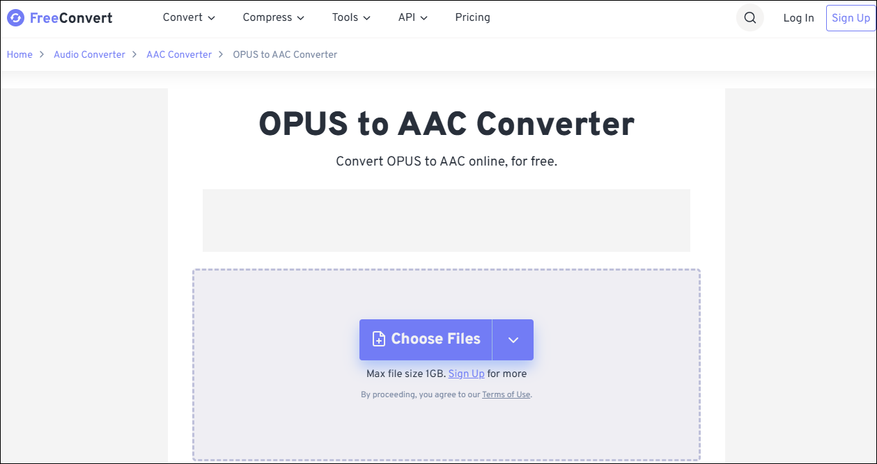 The Freeconvert’s conversion interface