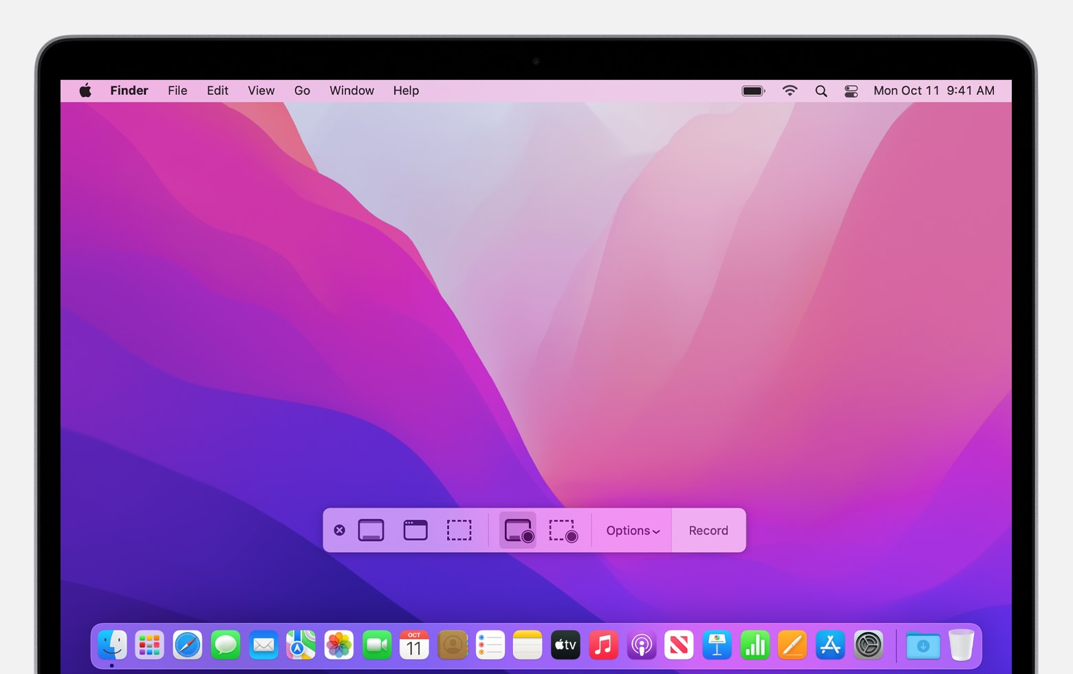 Macのスクリーンショットツールバー