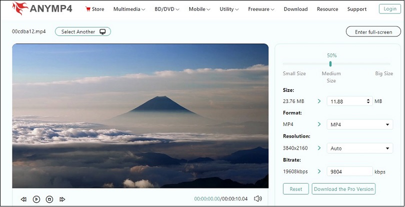 Videos mit AnyMP4 online für Vimeo komprimieren