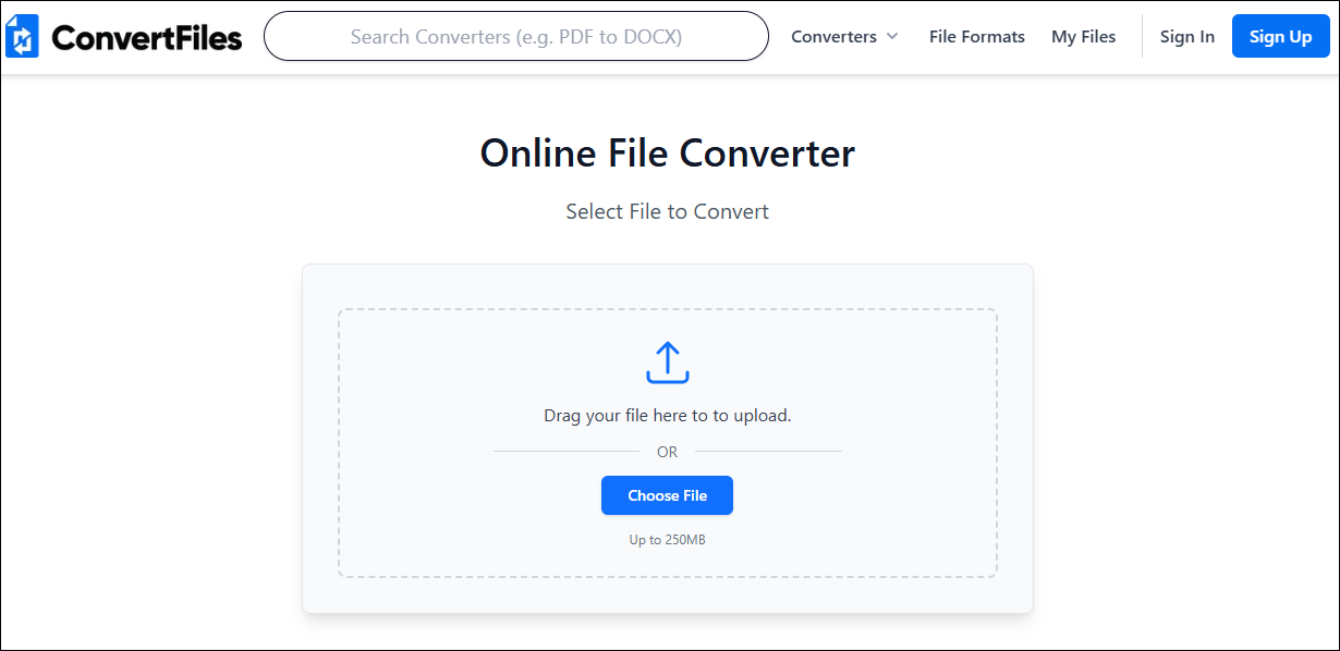 The conversion interface of ConvertFiles