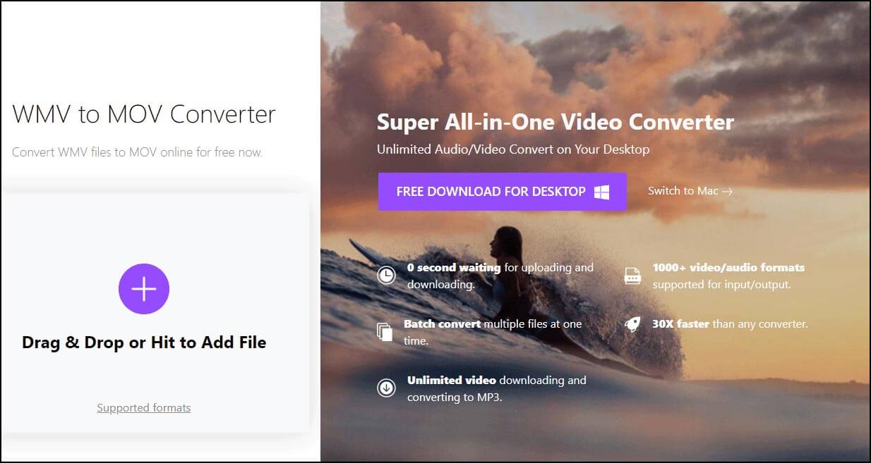 Online UniconverterでWMVをMOV形式に変換する